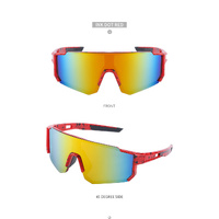 Red and Black Frame Sports Sunglasses with Fire Mirrored Lens | UV400 Performance Eyewear thumbnail