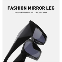 Bold Oversized White Black Frame Grey Lens Sunglasses | UV400 Designer Fashion Shades thumbnail