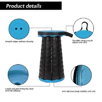 Portable Collapsible Telescopic Stool - Foldable, Lightweight, Adjustable, and Compact Camping Chair (Orange-black) thumbnail