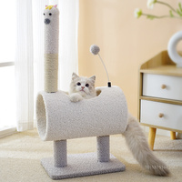 Interactive Cat Tunnel & Scratching Post with Spring Toy - Cozy Playtime for Kittens white 35*23*71cm thumbnail