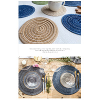 Round Woven Placemats -Colorful Braided Table Mats for Dining & Home Decor 30cm 10pcs Blue thumbnail