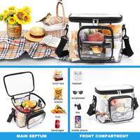 Clear PVC Shoulder Bag - Transparent Travel and Stadium-Approved Tote with Zipper(Black) thumbnail