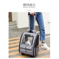 Grey 3-in-1 Pet Carrier: Rolling Backpack with Collapsible Design thumbnail