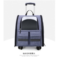 light Blue 3-in-1 Pet Carrier: Rolling Backpack with Collapsible Design thumbnail