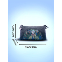 Women's Embossed Peacock Leather Wristlet Clutch - Elegant and Artistic Handbag 23*12*2cm thumbnail