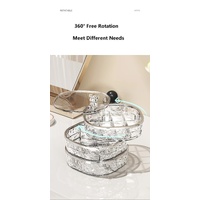 Elegant Crystal Stackable Jewelry Organizer with Bear Handle - 3-Tier Display Box for Accessories 13.4*13.4*14.2cm (grey) thumbnail