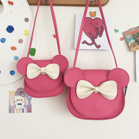 Adorable Bow Bear Crossbody Bag for Kids - Rose Red Small Shoulder Bag 13*13*5cm thumbnail