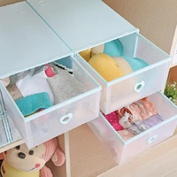 Stackable Transparent Shoe Storage Boxes with Heart-Shaped Handles (Set of 5) 31*20*12cm Blue thumbnail