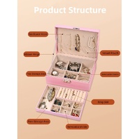 Luxury Jewelry Organizer Box - Elegant Multi-Compartment Storage Case (Pink)23*17*8.8cm thumbnail