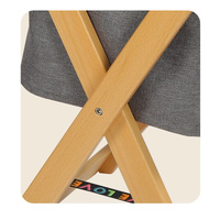 Foldable Wooden Laundry Cart with Detachable Fabric Storage Bag – Walnut Color 45x37x53cm thumbnail