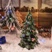Christmas Tree Figurine - Festive Resin Decoration with Ornaments, 17cm Holiday Decor thumbnail