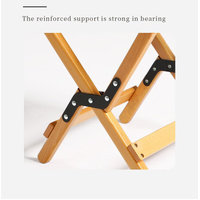 Dual-Purpose Wooden Folding Stool – Natural Wood Finish, 150kg Load Capacity - log color 40*34*36cm thumbnail