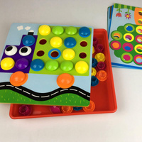 Creative Button Art Toy Set for Kids - 46 Colorful Buttons with 10 Unique Pictures - Educational Color Matching Puzzle for Ages 3+ thumbnail