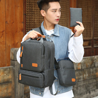 3-Piece  Gray Travel Backpack Set - Stylish Multi-Functional Backpack, Shoulder Bag & Pouch for Men & Women thumbnail