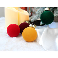 12-Piece Velvet Christmas Ornament Set - Classic Red, Pink, and White Baubles for Holiday Tree Decoration (6cm) thumbnail