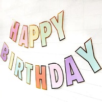 Happy Birthday Party Decoration Set -  Fan Decorations, Hearts, Stars & Banner thumbnail
