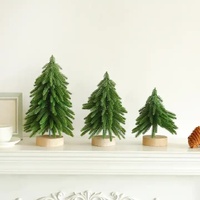 Miniature Artificial Pine Tree Decoration - 11.42 Inch Tabletop Christmas Tree with Wooden Base thumbnail