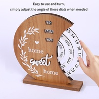 Rustic Perpetual Wooden Calendar | Decorative Home & Desk Accessory 20*18cm Moon shape thumbnail