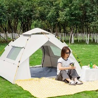 Beige 2 Person Lightweight Camping Tent (200*150*125cm) | UV Protection Silver Coated, Dual Doors & Windows thumbnail