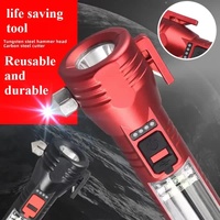 Multi-Functional Safety Flashlight– Rechargeable Waterproof Emergency Torch with USB Charging, High-Lumen for Outdoor and Survival Use (Red) thumbnail