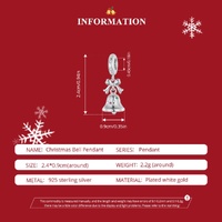 Sterling Silver Bell Charm - Festive Christmas Pendant with Colorful  Accents (weighs approximately 2.2g) thumbnail