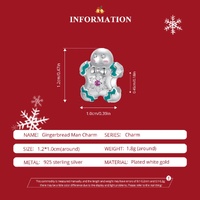 Sterling Silver Gingerbread Man Charm - Festive Christmas Pendant with Colorful  Accents (weighs approximately 1.8g) thumbnail