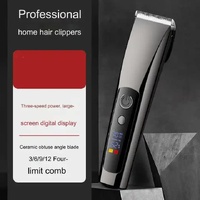 Black Professional Rechargeable Hair Clipper with Digital LED Display - Precision Trimmer for Men thumbnail