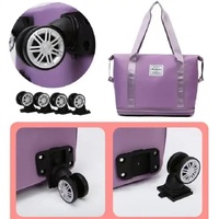 Dark Blue Large Capacity Foldable Travel Bags with Wheels - Lightweight Waterproof Duffel Totes thumbnail