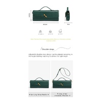 Deep Green Luxury Woven PU Leather Clutch - Elegant Women's Evening Baguette Bag with Adjustable Shoulder Strap thumbnail