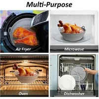 3D Round Air Fryer Silicone Liners - Food-Grade, Non-Stick, Reusable Basket Mats for Air Fryers, Ovens, and Microwaves (4 PCS Blue) thumbnail