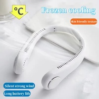 2PCS White Leafless Hanging Neck Fan - Rechargeable Portable Hands-Free Cooling Fan with 3 Speeds thumbnail