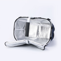 Dark Blue Portable Picnic Basket - Foldable Insulated Outdoor Shopping Basket, Meal Delivery & Takeout Carrier thumbnail