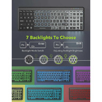 Ultra-Thin Wireless Backlit Keyboard & Mouse Combo - Rechargeable, Multi-Device Bluetooth for Mac, Windows, iOS thumbnail