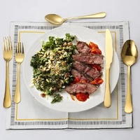 Rose Gold 410 Stainless Steel Cutlery Set - Western Steak Knife, Fork & Spoon Set, 4 Set/20-Piece Dinnerware Set thumbnail