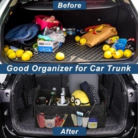 Black Foldable Car Trunk Storage Box with Multiple Compartments - Large Capacity Collapsible Organizer for Car thumbnail