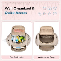 Brown Travel Backpack with Diaper Changing Mat - Small Size, Insulated Pocket,Perfect for Moms on the Go thumbnail