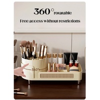 Brown Cosmetic Organizer - Rotating Desktop Makeup Brush Holder with Large Capacity Storage thumbnail