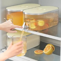Elegant White Refrigerator Cold Water Dispenser - 5.3L Fruit Tea Jug with Tap for Home Beverages thumbnail