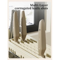 White Multifunctional Kitchen Knife Holder - Integrated Storage Rack for Knives, Chopsticks, and Cutting Boards thumbnail