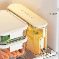 Cream White Refrigerator Cold Water Jug with Tap - 4L Large Capacity Sealed Beverage Dispenser for Juice and Water thumbnail