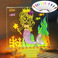 7.87' x 7.87' x 0.11' Erasable DIY Kids Drawing Board – Glow-in-the-Dark Writing Board, Reusable Chalkboard for Art & Learning, Creative Handicraft To thumbnail
