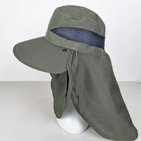 Light Gray Outdoor UV Protection Hat for Men - Detachable Face & Neck Shield, Large Brim Sun Hat for Fishing, Hiking, and Outdoor Activities thumbnail