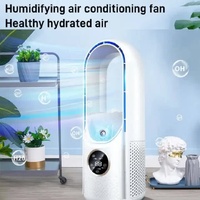 White Desktop Cooling Fan with Humidifier - Bladeless USB Power Spray Air Cooler for Office, Personal Use, and Humidifying thumbnail