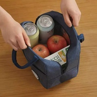 Blue Insulated Lunch Bag - Waterproof, Oil-Proof Bento Bag for Students and Workers, Thickened Aluminum Foil Lunch Carrier thumbnail