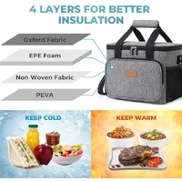 Black Large Capacity Picnic Bag - Waterproof PEVA Insulated Cooler Bag, Outdoor, Car Use, and Shoulder Crossbody Thermo Bag thumbnail