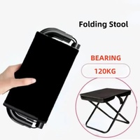 Black Outdoor Folding Stool with Carrying Handle - Portable Camping Seat, Fishing Chair, Collapsible Zipper Stool for Outdoors, Queueing, and More thumbnail