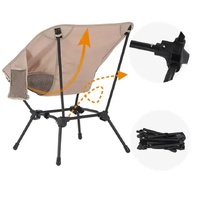 Beige Portable Lightweight Folding Beach Chair - Compact Fishing Chair with Square Legs for Outdoor Use thumbnail