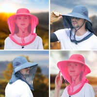 Khaki Outdoor Mosquito-Proof Hat with Face Shield - Breathable Fishing Hat for Men, UV Protection Mesh Mask thumbnail