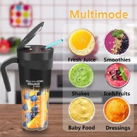 Black Portable Juicer Cup with Straw, USB Rechargeable 6-Blade Blender, Multi-Function Juice Maker for Travel and Outdoor Use thumbnail