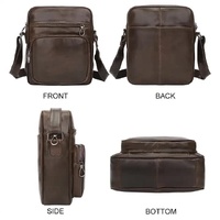 Dark Brown Men's Genuine Leather Casual Shoulder Bag, Minimalist Crossbody Bag for Everyday Use thumbnail